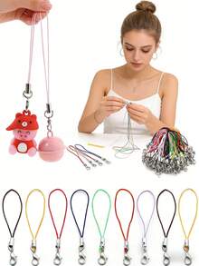 10/30/50/100/200/500个混色龙虾扣绳挂绳登山扣钥匙链尼龙绳钥匙圈，适用于DIY珠宝制作材料 - 彩色 - 查看 12