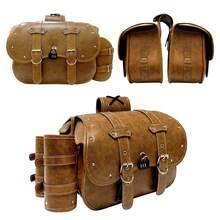 2pcs Brown Motorcycle Side Bags, Large Capacity Saddle Bags, Suitable For Various Motorcycle Models, Strap Design PU Tail Seat Bags, Outdoor Travel Equipment Tail Box Hanging Bags, Retro Tool Bags - Multicolor - View 12