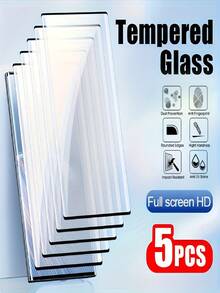 5 Packs Curved Tempered Glass Screen Protector Compatible With Samsung Galaxy S23 Ultra/S25 Ultra/S25 Edge/S25/S24/S23/S22/S21/Plus/FE Galaxy S10/S10+/S20/S20+ S25+/S24+/S23+/S22+/S21+ 9H Hardness, Fingerprint Compatibility, Ultra HD - Clear - View 12