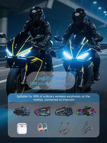 Casco de motocicleta Y30 con auriculares inalámbricos y función de intercomunicador. Rango de intercomunicación: 10 metros. Comunicación intercomunicador frontal-trasero. Tecnología de cancelación de ruido inteligente. Calidad de audio de alta fidelidad. Equipado con dos tipos de micrófono distintos. Compatible con todos. - Año 30 - Ver 2
