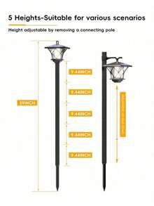 59-Inch Solar Street Light, 150cm Outdoor Solar Vintage Lamp Post, Suitable For Garden, Lawn, Path, Driveway, Front/Back Door (44cm/150cm) - Solar Lights - View 11