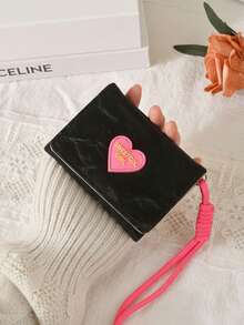 1 chiếc ví nữ ngắn hình trái tim màu kẹo ngọt, có khóa kéo, ví đựng tiền xu có quai đeo, ví đựng thẻ gập có khóa kéo, ví sắp xếp thẻ, hộp đựng thẻ di động, ví đựng thẻ ngắn gập đôi, túi đựng tiền xu, ví đựng thẻ ID, ví đựng thẻ đa chức năng, thích hợp cho du lịch nước ngoài và đi làm hàng ngày, quà tặng cho bạn bè, chị em gái và bạn gái. - Nhiều màu - Xem 9