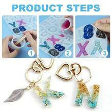 硅胶字母数字模具，适用于树脂浇铸、巧克力制作、DIY工艺品和珠宝制作 - 彩色 - 查看 4