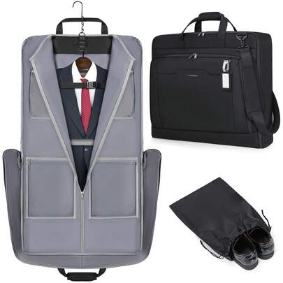 NEWHEY Portable Garment Bag, Hanging Clothes, Business Travel Suit Bag With Shoe Compartment And Shoulder Strap, Waterproof Foldable Suit Luggage Bag, Unisex