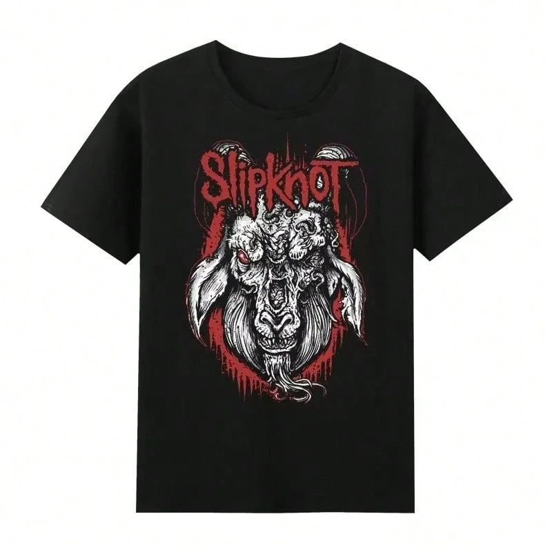 Slipknôt Graphic T-Shirt For Men Skull Design Round Neck Casual Polyester Tee Machine Washable Summer Wear - Black 2 - View 1