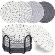 Nordic Style Knitted Heat Insulation Mat - Household Dining Table Mat, Round Pot Holder, Bowl Pad, Cup Coaster - Random Color - View 1