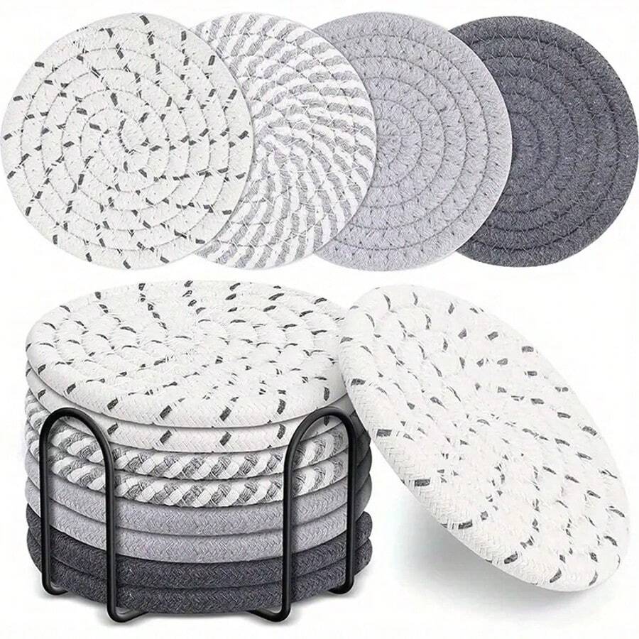 Nordic Style Knitted Heat Insulation Mat - Household Dining Table Mat, Round Pot Holder, Bowl Pad, Cup Coaster - Random Color - View 1