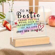 [2D Flat] A Square Acrylic Piece With A Wooden Base, A Heartfelt Acrylic Sign For A Friend'S Gift, The Perfect Christmas Present For Best Friends, A Unique Birthday Gift For A Best Friend, A Birthday Gift For A Female Friend, Decorative Plaque, Decorative Ornament. - A - View 6