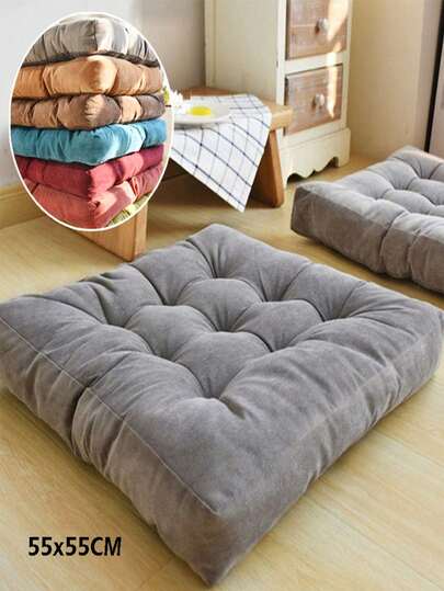1PCS Large 55CM Corduroy Chair Pad Tatami Floor Cushion Solid Square Seat Cushion Tufted Thicken Pillow Seat