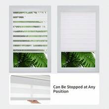 Cordless Zebra Blinds Pro, Dual Layer Light Control Zebra Blinds For Windows, LightProof Aluminum Cover, FreeStop Roller Shades For Home Amp Office White,35 W X 75 H - White35Wx75H - View 8