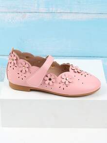 Giày bệt công chúa màu hồng cho bé gái với họa tiết hoa và khoét rỗng. - Hồng - Xem 7