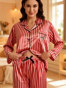 客製化文字女款和服浴袍，性感短款印花浴袍睡衣，聖誕節情人節禮物 - 紅色 - 查看 4