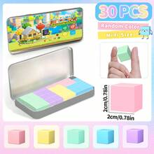 磁性积木旅行玩具，适合3岁以上儿童，磁性立方体STEM学习套装，带铁质收纳盒，便携式拼装玩具，适合男孩和女孩 - 彩色 - 查看 14