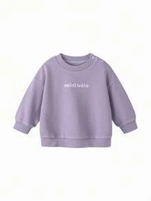 mini bala Baby Young Girl Sweatshirt, Soft Stretch Fabric, Shape-Holding, Comfortable Fit, Minimal Style Spring Casual Top - Pink Purple - View 4