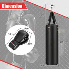 COSTWAY 4-In-1 Boxing Bag Set, Hanging Punching Bag Set With 12OZ Boxing Glove, Hand Wrap, Hanging Chains, Double Stitching Kick Boxing Heavy Bag For MMA Kickboxing Boxing Karate Training - Black - View 2
