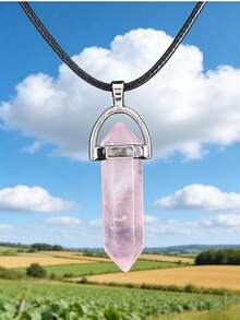 1 pieza Collar de cristal multicolor natural, collar de piedra preciosa hexagonal, collar colgante de chakra para hombres - columna hexagonal - Ver 9