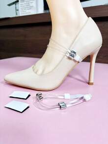 1 par de correas elásticas ajustables y transparentes para zapatos de tacón alto - transparente - Ver 6