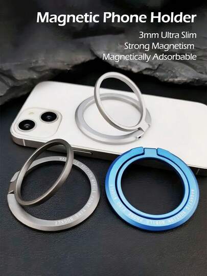 1pc Magnetic Phone Holder Ring Grip Kickstand, Strong Magnetism Removable Double Adjustable Finger Ring, Magnetic Cell Phone Stand Compatible With Mag Car Mounts, For IPhone 17/16/15/14/13 Pro Max Plus Mini, All Smartphones &