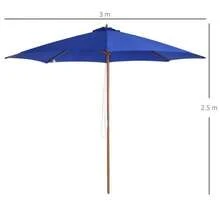 300cm Cantilever Parasol In Wood For Balcony, Garden, Bamboo, Blue - Blue - View 3