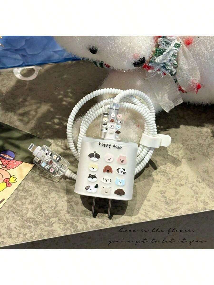 1个动物造型数据线保护套，兼容 17充电器，兼容充电器绕线器，40W快充头，防断裂绕线器，男女朋友礼物，数据线保护套，兼容苹果20W 14 Pro Max充电线，防断裂，13W快充，15/12手机壳 - 彩色 - 查看 1