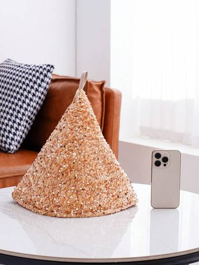 1pc Shiny Teapot Warmer Cover, Dessert Tray Lid, Fabric Cover With Sequins Decor, Suitable For Dining Table, Back To School Season