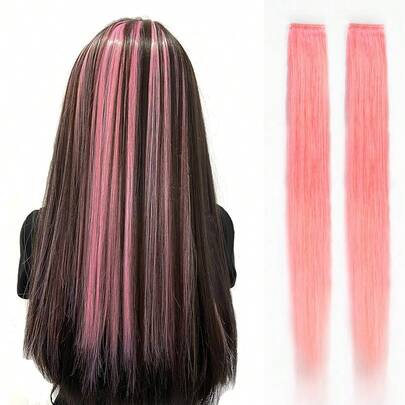 10 chiếc kẹp tóc dự tiệc màu đỏ, tóc nối Menglle nhiều màu sắc, dài 18 inch, kiểu kẹp.