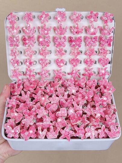 20 pezzi Fermagli per capelli da ragazza con corona di fiori rosa, farfalla, stella, cuore, stella marina, fermagli minimalisti per ciuffi laterali, delicati sui capelli, per uso quotidiano