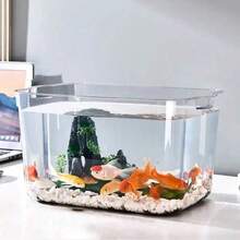 Plastic Fish Tank, High-Definition Transparent Aquarium, Goldfish Tank, Turtle Feeding Tank, Desktop Small Planted Tank (Note: No Cover) - Multicolor - View 6