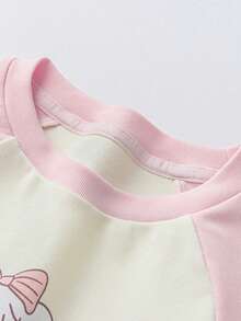 mini bala Girls Long Sleeve T-Shirt, Sweet Waist-Fit Design, Antibacterial Fabric, Soft & Shape-Retaining Spring Top - White Red - View 6