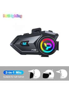 Headset Helm Motor P30, Baterai Besar, Nirkabel 6.0, Port Pengisian Daya Tipe-C, Mendukung Panggilan Dua Arah/Pemutaran Musik, Kompatibel dengan Semua Helm Motor, Headset Interkom Nirkabel 300m - P30 - View 14
