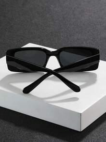 1副男士黑色塑料长方形全窄框经典优雅T台现代简约风格百搭基础款时尚眼镜，适合婚礼、西式派对、商务外出等场合的服装配饰 - 彩色 - 查看 5