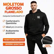 Men's Stylish Kangaroo Hoodie Set + Unisex Sweatpants Set - 黑色 - 查看 3