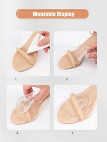 High Heel Silicone Forefoot Pads, Soft Shock-Absorbing, Anti-Friction Anti-Slip, Self-Adhesive Invisible Forefoot Cushions For Summer Sandals - Clear - View 5