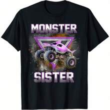 Monster Truck Sister Monster Truck Are My Jam Truck T-Shirt - màu đen - Xem 1