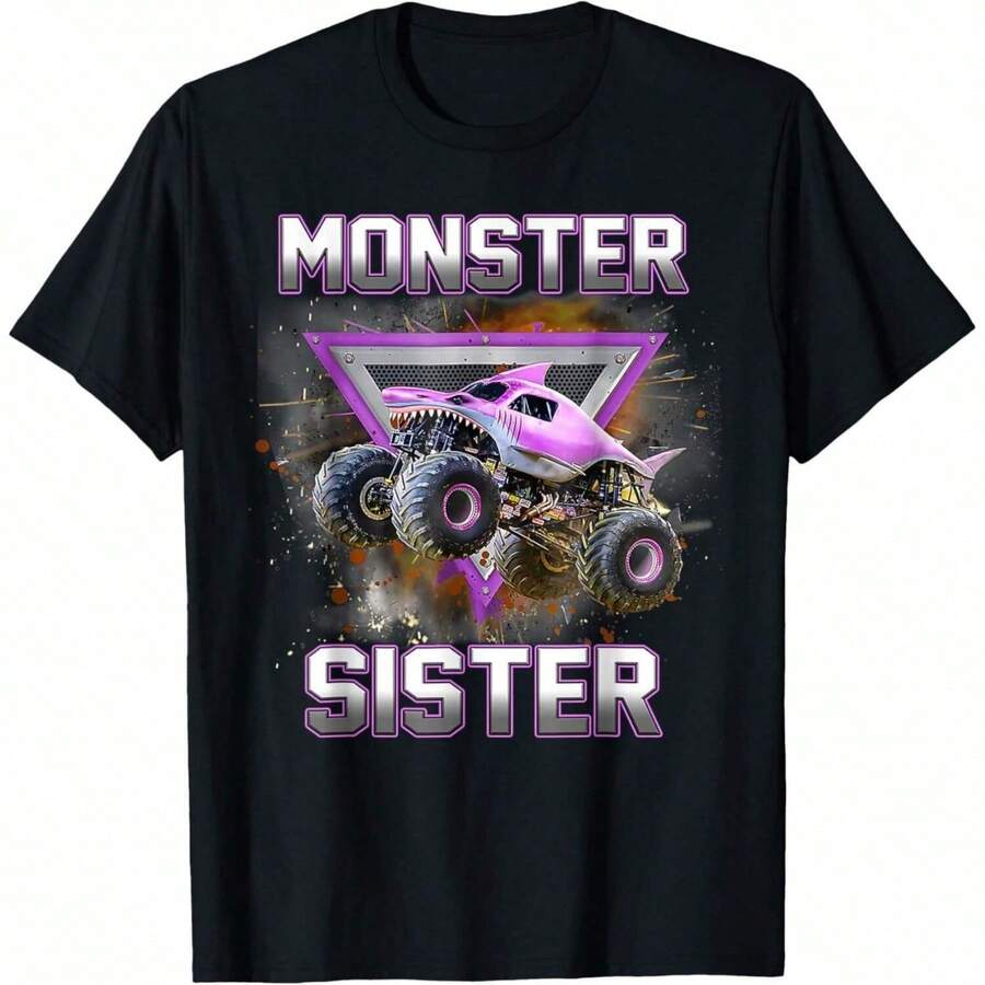 Monster Truck Sister Monster Truck Are My Jam Truck T-Shirt - màu đen - Xem 1