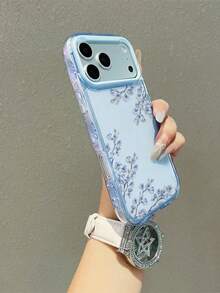 Ốp lưng mỏng nhẹ màu xanh nhạt, họa tiết hoa trắng tươi mát, chống rơi vỡ, tương thích với iPhone, ốp điện thoại chống sốc dễ thương kiểu Hàn Quốc với cửa sổ bảo vệ màn hình lớn. - Màu xanh lam - Xem 4