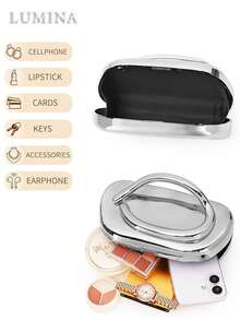 Women's Fashionable Metallic Effect Evening Party Clutch Bag,Elegant And Stylish Hardware-Decorated Clutch, Retro And Simple Solid-Color Popular Shoulder Bag, Versatile And Highly Attractively Ladies' Chain Messenger Bag For Daily Wear, New Fashion Evening Clutch, Suitable For Matching Dresses To Attend Parties And Weddings , Old Money,Perfectly Matching With Bridal Party, Party Bags,Perfect For Party Wedding Prom Dinner/Banquet Matching With Holiday Party Dress Evening Dress & Sequin Dress - 銀色 - 查看 10