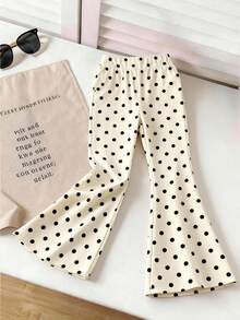 Cute Bunny & Butterfly Bubble Blowing Easter Print Set, Loose T-Shirt + Polka Dot Flare Pants, Suitable For Daily Wear, School, And Weekend Outings - Multicolor - View 5