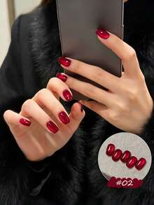 12毫升 冬春美甲 情人节新年美甲 高密度红金玻璃珠猫眼凝胶指甲油 2026 超闪酒红樱桃玻璃珠 美甲沙龙家用DIY美白百搭当季流行美甲用品 - 彩色 - 查看 21