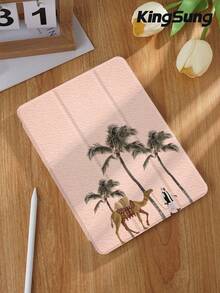 Kingsung Capa protetora para tablet com estampa de tamareiras e camelos, inspirada no Oriente Médio. Compatível com iPad Pro 11 de 9,7/10,2/10,5/10,9/12,9 polegadas e iPad de 11 polegadas (10ª geração), Galaxy Tab S6 Lite de 10,4 polegadas, Kindle Paperwhite de 12ª geração (2024) e Kindle de 11ª geração (2022). Possui design macio e resistente a quedas, além de funções de suporte inteligente, ativação e desativação automática da tela. - Multicolorido - Ver 2