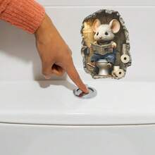 Mouse Reading Newspaper In Mouse Hole Sticker - Mouse Hole 3D Wall Decal, Kids Room, Classroom, Home, Bedroom, Livingroom, Bookcase - YT037 - View 3