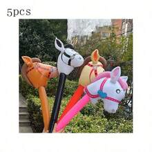 Juguete inflable de cabeza de caballo de PVC, juguete de fotografía para niños, juguete de interacción entre padres e hijos, accesorio de escenario con forma de cabeza de animal de dibujos animados en un palo largo - Multicolor - Ver 18