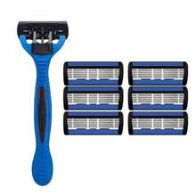 Juego de afeitadora manual para hombres/mujeres, cuchillas de afeitar de 6 capas reemplazables, herramientas de afeitado antideslizantes - Multicolor - Ver 12