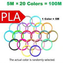 5米PLA 3D打印笔线材，1.75毫米，10-30种随机颜色可选，耐热，不会堵塞笔尖，由玉米淀粉制成，即使吞食也无妨。 - 彩色 - 查看 9