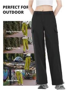 CAMEL CROWN Women's Cargo Pants, Waterproof, Windproof, Fleece Lining, Warm, Suitable For Outdoor Hiking, Camping, Sports, Casual Wear, Windproof Trousers, Autumn/Winter - Phantom Black - View 4