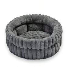 Comfortable Round Cats Bed For Indoor Cats And Small Dog Resting Washable Soft Plush Pet Bed With Removeable Cushion Plush Bed(Brown/Green/Beige/Grey) - Xám - Xem 1
