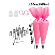 Juego de 21 piezas para manga pastelera, herramientas para manga pastelera, utensilios de repostería, moldes para pasteles - Rosa - Ver 7
