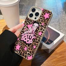 ベティ・ブープのヒョウ柄スマホケース。 17、 16 Pro Max、 15 Pro Max、 13、 12に対応。高級電気メッキ仕上げのソフトTPU素材を使用。クリーミーな波型テクスチャ。フルエッジ保護。正確なカットアウト。ぴったりフィット。快適なグリップと優れた質感。家族、友人、恋人、クリスマスのプレゼントに最適です。 - ホワイト CZ22 - チェックする 3