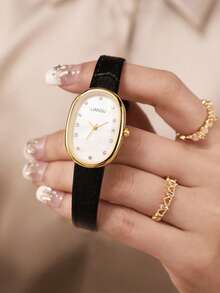 LIANDU LIANDU 女士复古经典商务石英表，PU皮表带，适合日常佩戴，生日礼物，返校季礼物，感恩节礼物，浪漫场合礼物，完美之选。 - 黑色 - 查看 6