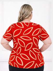 Kit Of 2 Women's Plus Size T-Shirts, Curvy Style, Assorted Prints, Summer, Short Sleeve - 彩色 - 查看 8